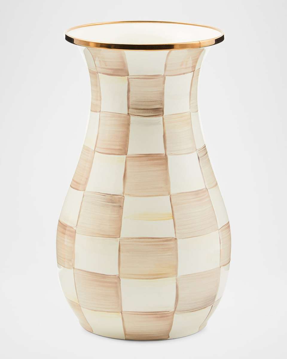 Mocha Check Tall Vase